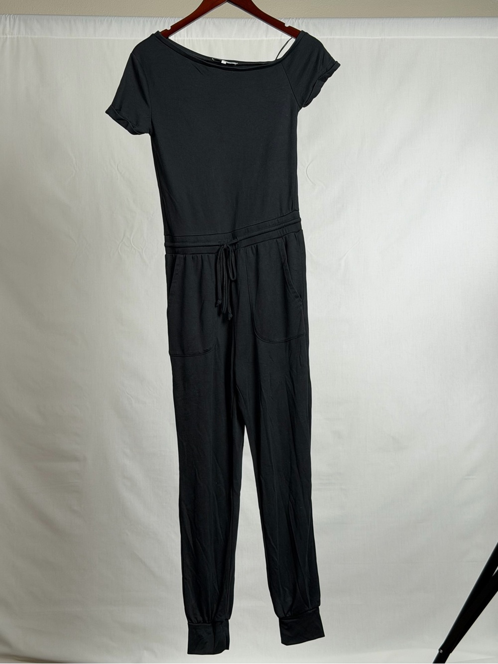 Heartloom dark blue Short-Sleeve Drawstring Jumpsuit